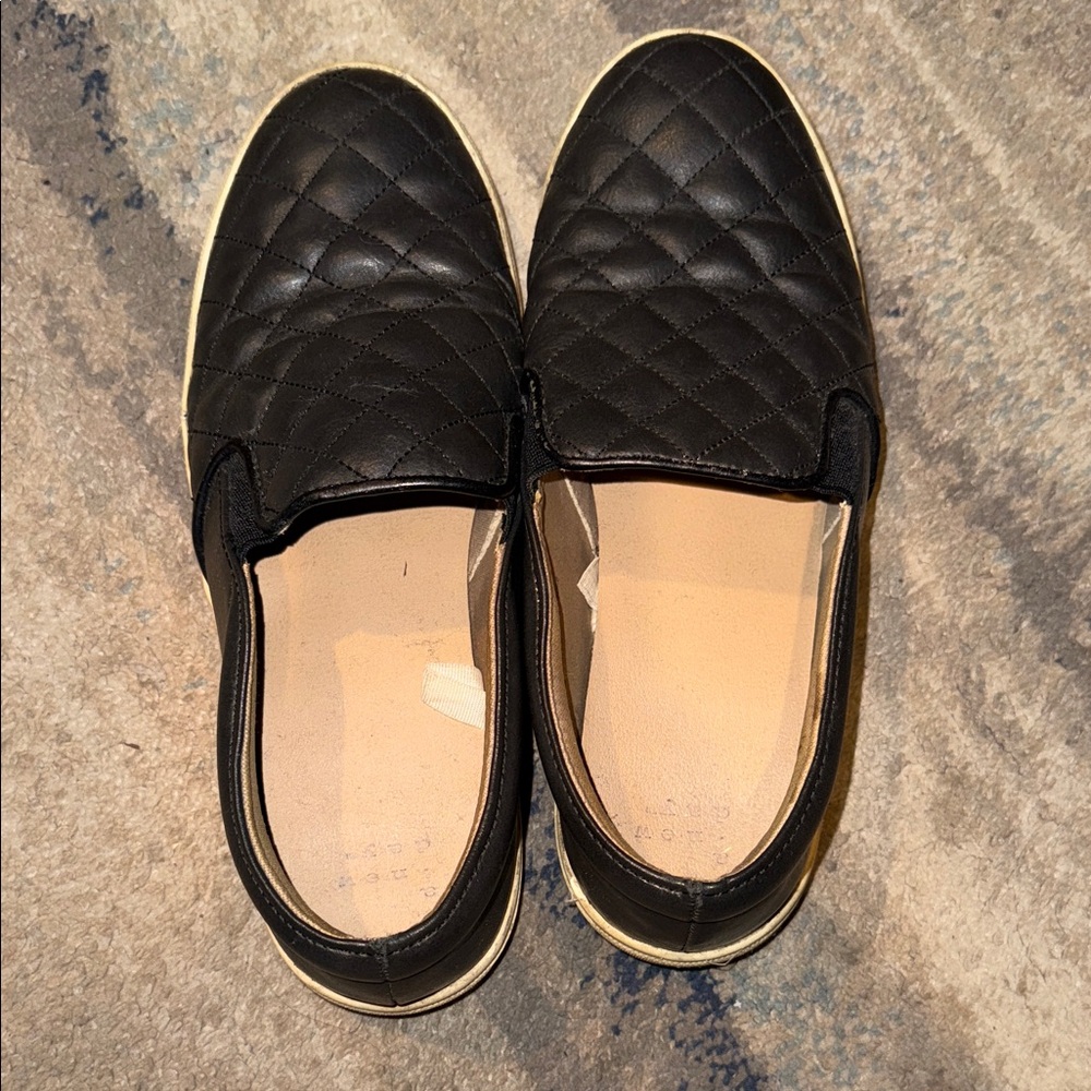 Quilted Black Slip-On Shoes